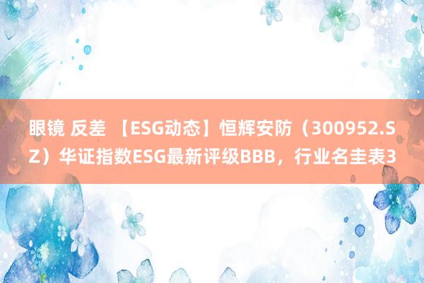 眼镜 反差 【ESG动态】恒辉安防（300952.SZ）华证指数ESG最新评级BBB，行业名圭表3