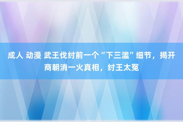 成人 动漫 武王伐纣前一个“下三滥”细节，揭开商朝消一火真相，纣王太冤