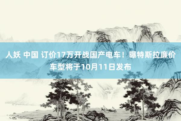 人妖 中国 订价17万开战国产电车！曝特斯拉廉价车型将于10月11日发布