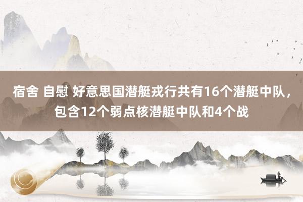 宿舍 自慰 好意思国潜艇戎行共有16个潜艇中队，包含12个弱点核潜艇中队和4个战