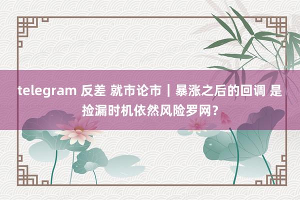 telegram 反差 就市论市｜暴涨之后的回调 是捡漏时机依然风险罗网？