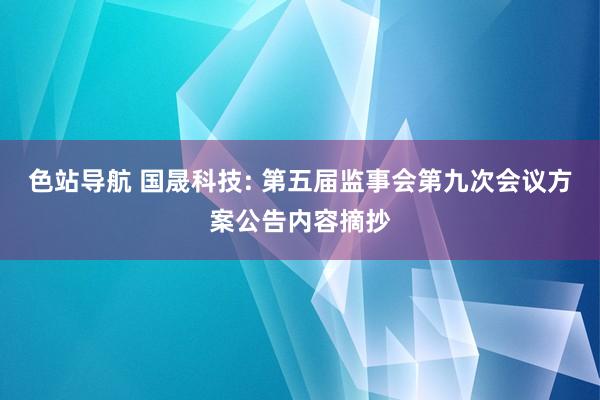 色站导航 国晟科技: 第五届监事会第九次会议方案公告内容摘抄