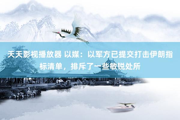 天天影视播放器 以媒：以军方已提交打击伊朗指标清单，排斥了一些敏锐处所