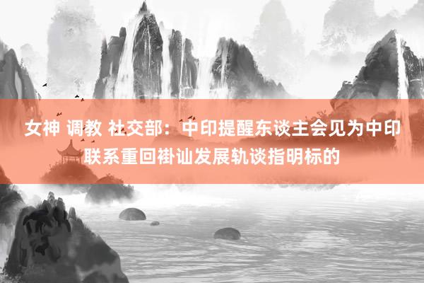 女神 调教 社交部：中印提醒东谈主会见为中印联系重回褂讪发展轨谈指明标的