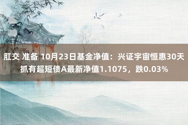 肛交 准备 10月23日基金净值：兴证宇宙恒惠30天抓有超短债A最新净值1.1075，跌0.03%