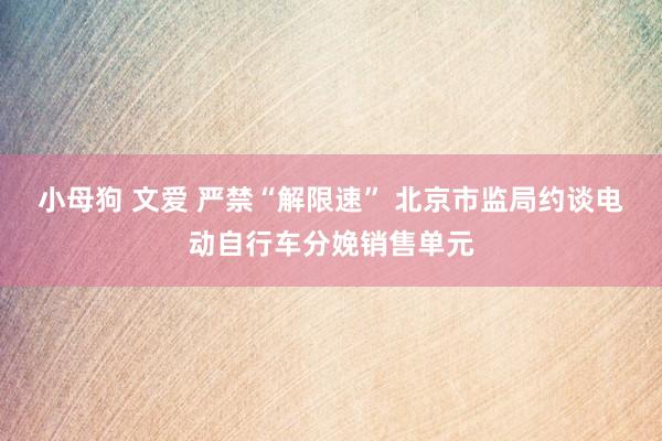 小母狗 文爱 严禁“解限速” 北京市监局约谈电动自行车分娩销售单元