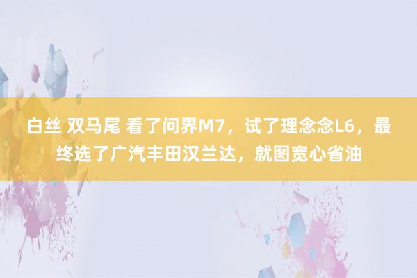 白丝 双马尾 看了问界M7，试了理念念L6，最终选了广汽丰田汉兰达，就图宽心省油