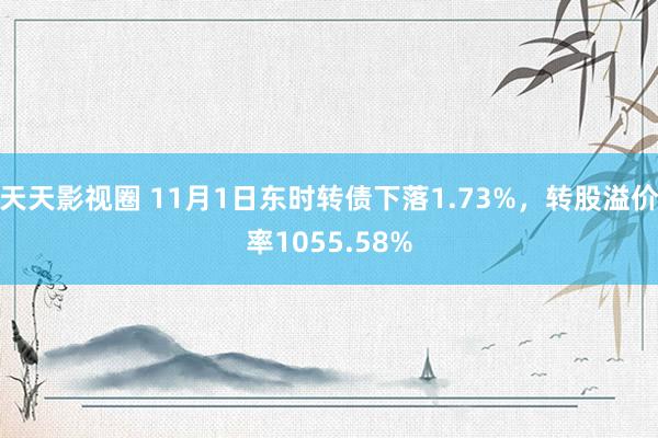 天天影视圈 11月1日东时转债下落1.73%，转股溢价率1055.58%