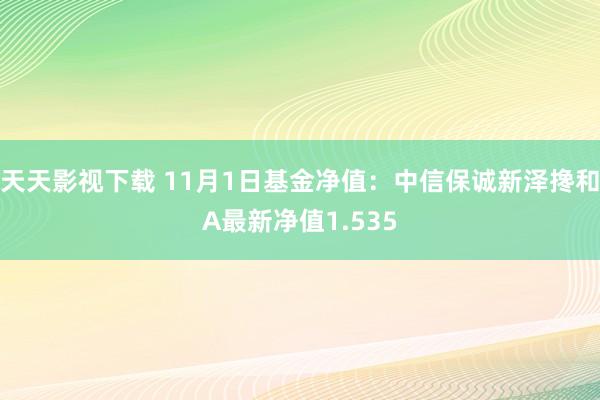 天天影视下载 11月1日基金净值：中信保诚新泽搀和A最新净值1.535