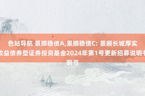 色站导航 景顺稳债A，景顺稳债C: 景顺长城厚实收益债券型证券投资基金2024年第1号更新招募说明书