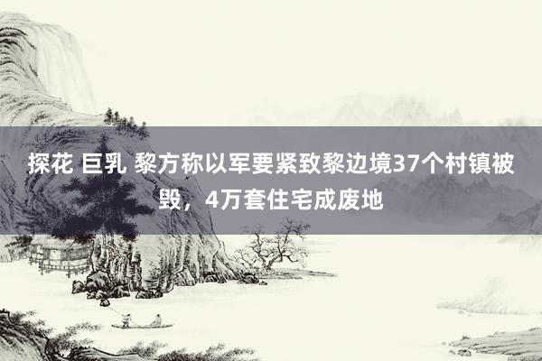 探花 巨乳 黎方称以军要紧致黎边境37个村镇被毁，4万套住宅成废地