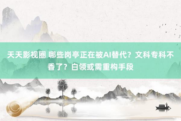 天天影视圈 哪些岗亭正在被AI替代？文科专科不香了？白领或需重构手段