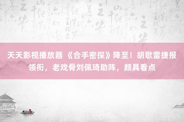 天天影视播放器 《合手密探》降至！胡歌雷捷报领衔，老戏骨刘佩琦助阵，颇具看点