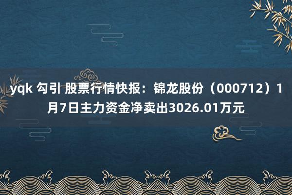 yqk 勾引 股票行情快报：锦龙股份（000712）1月7日主力资金净卖出3026.01万元