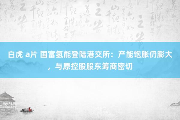 白虎 a片 国富氢能登陆港交所：产能饱胀仍膨大，与原控股股东筹商密切